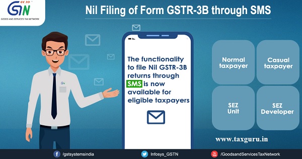 GSTN has issued FAQ on Filing Nil Form GSTR-3B through SMS mygsthub.com