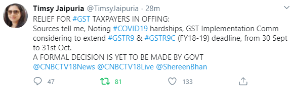 Sources says GSTR-9 and GSTR-9C Due Date to be Extended